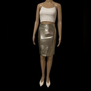 Gold Metallic Pencil Skirt